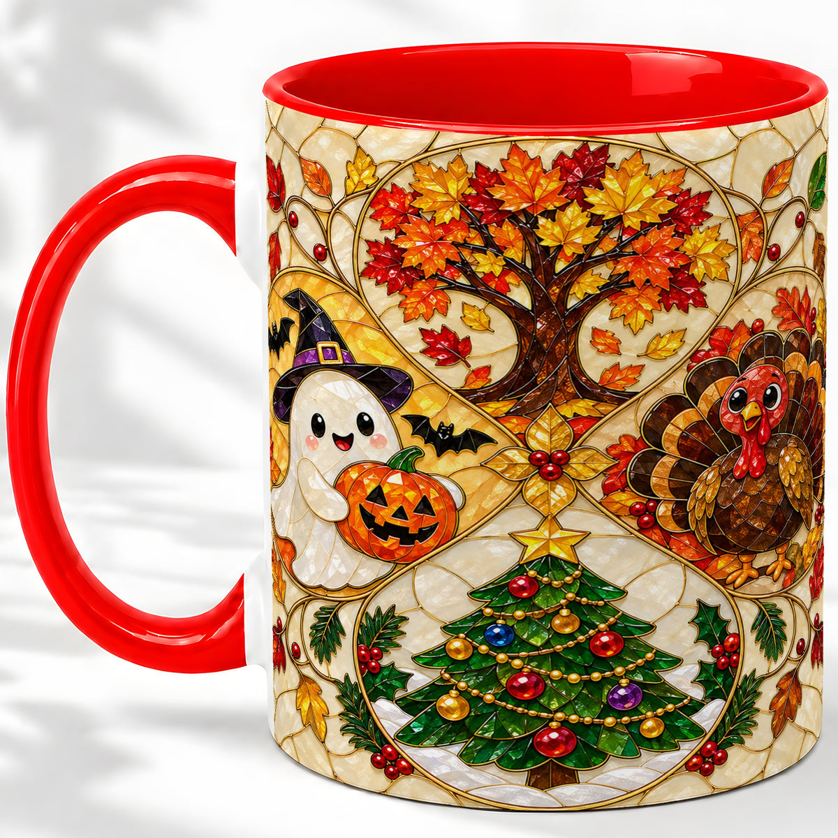 Seasonal Holiday Ceramic Mug, Festive Character Artwork