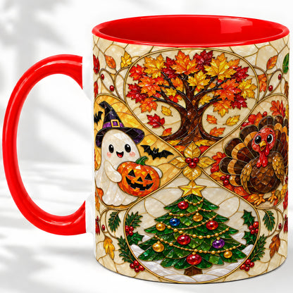 Seasonal Holiday Ceramic Mug, Festive Character Artwork