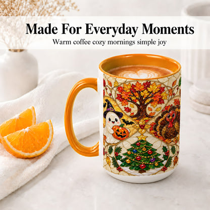 #pl[15oz|Orange] Seasonal Holiday Ceramic Mug, Festive Character Artwork