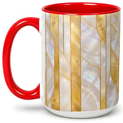#pl[15oz|Red] Pearl Gold Style Ceramic Mug, Abstract Geometric Artwork