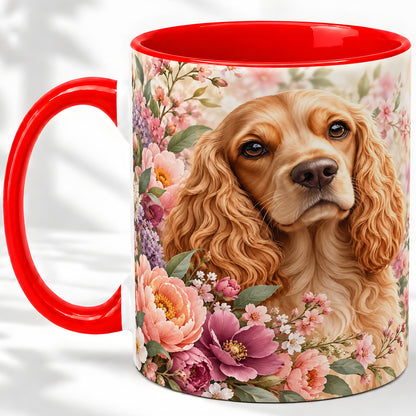 Floral Spaniel Dog Ceramic Mug, Botanical Pet Artwork