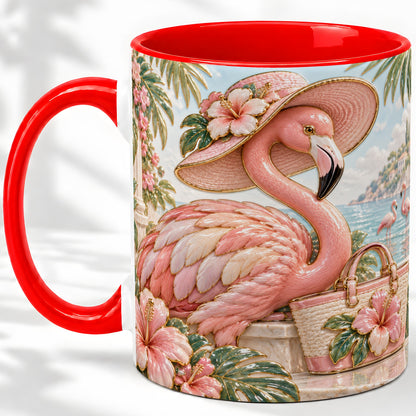 Tropical Flamingo Ceramic Mug, Coastal Bird Design for Bird Lovers