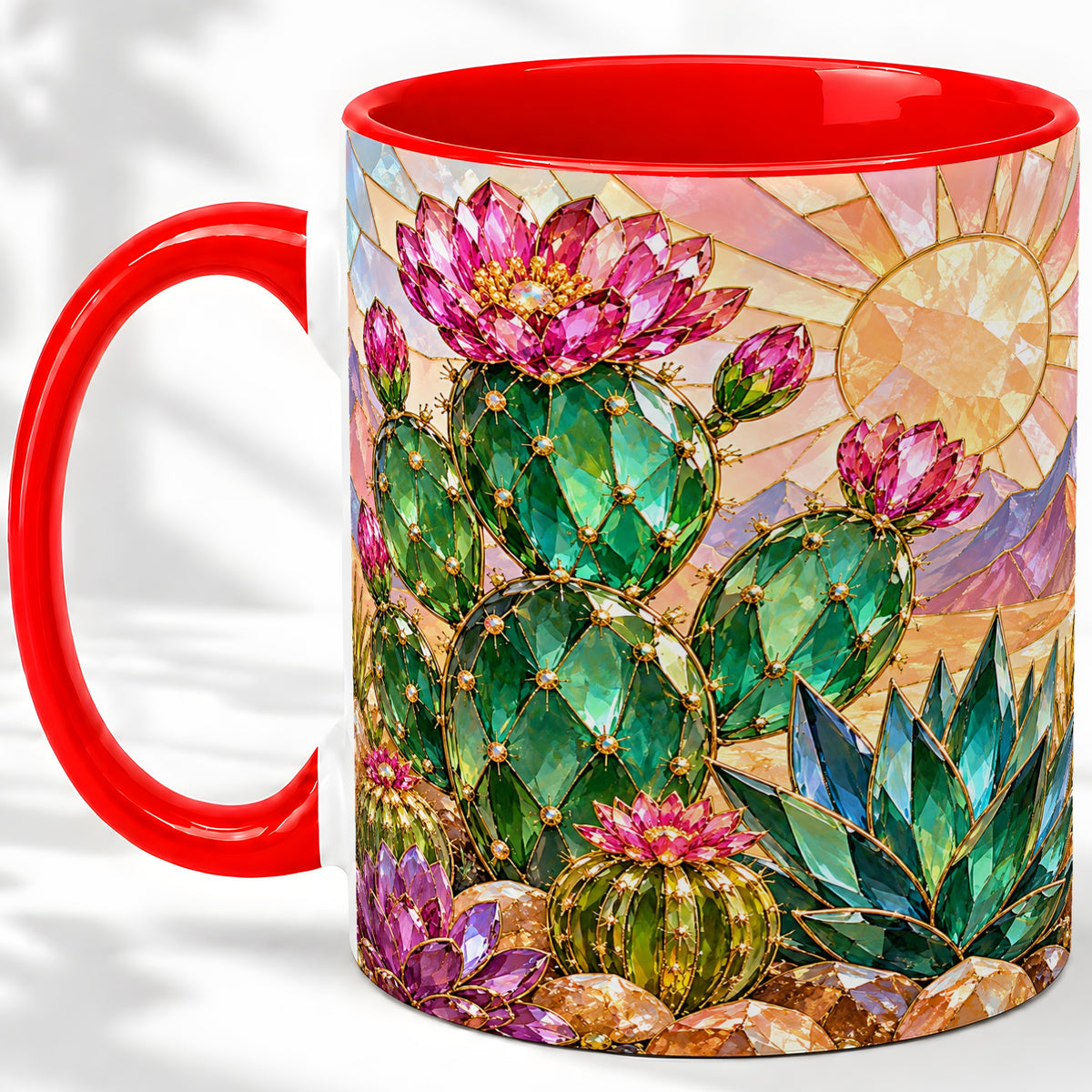 Blooming Cactus Ceramic Mug, Desert Floral Design for Plant Lovers