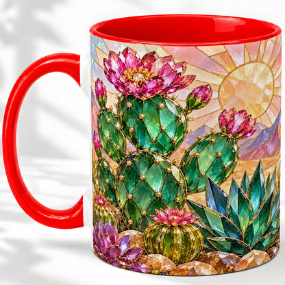 Blooming Cactus Ceramic Mug, Desert Floral Design for Plant Lovers