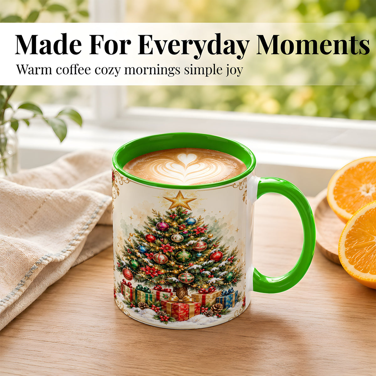 #pl[11oz|Green] Christmas Tree Coffee Mug, Holiday Decor Mug, Ceramic Cup