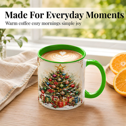 #pl[11oz|Green] Christmas Tree Coffee Mug, Holiday Decor Mug, Ceramic Cup