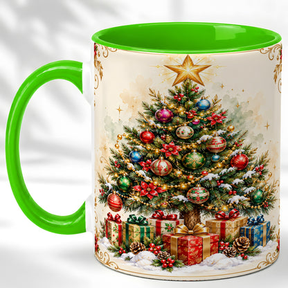 #pl[11oz|Green] Christmas Tree Coffee Mug, Holiday Decor Mug, Ceramic Cup