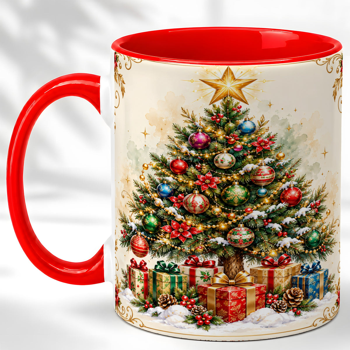 Christmas Tree Coffee Mug, Holiday Decor Mug, Ceramic Cup