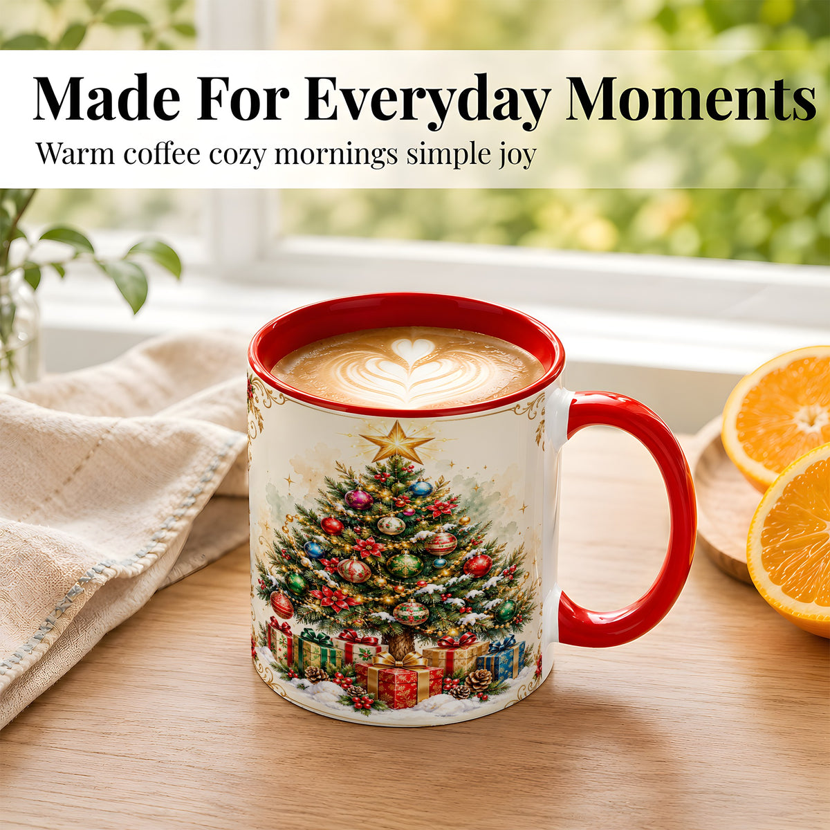 #pl[11oz|Red] Christmas Tree Coffee Mug, Holiday Decor Mug, Ceramic Cup