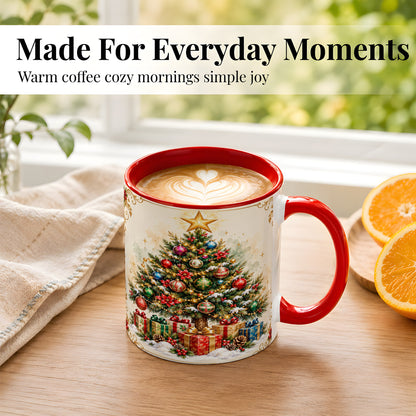 #pl[11oz|Red] Christmas Tree Coffee Mug, Holiday Decor Mug, Ceramic Cup