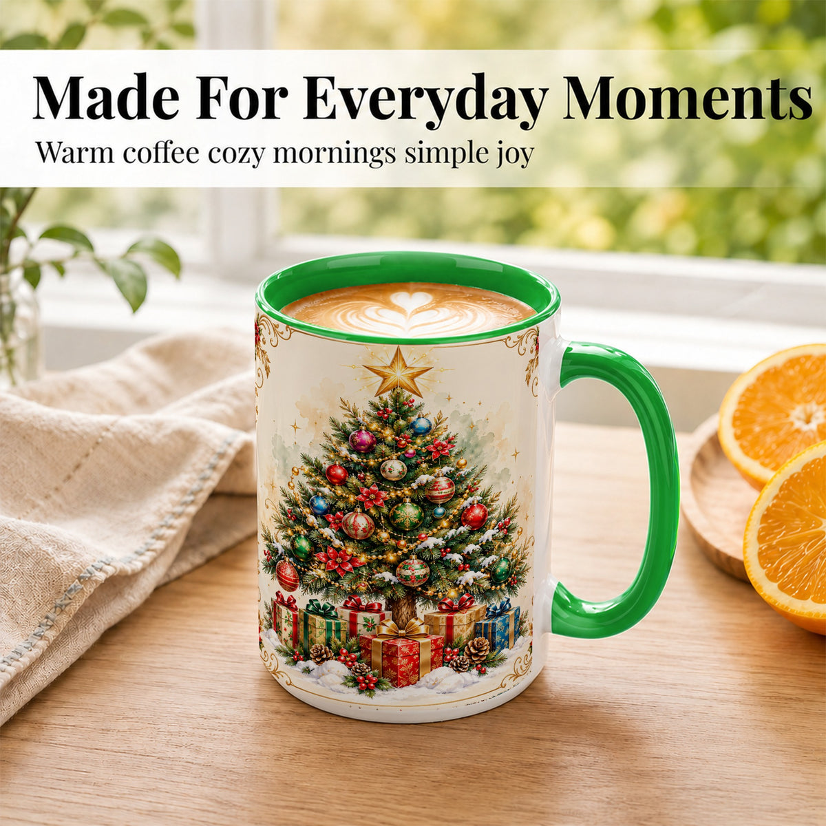 #pl[15oz|Green] Christmas Tree Coffee Mug, Holiday Decor Mug, Ceramic Cup
