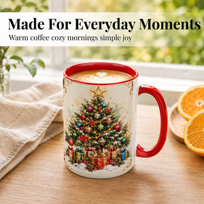 #pl[15oz|Red] Christmas Tree Coffee Mug, Holiday Decor Mug, Ceramic Cup