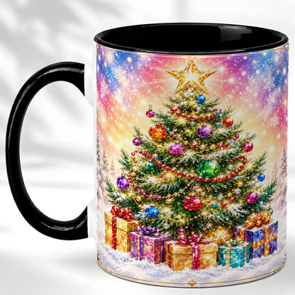 #pl[11oz|Black] Colorful Christmas Tree Coffee Mug, Festive Ornament Mug, Ceramic Cup