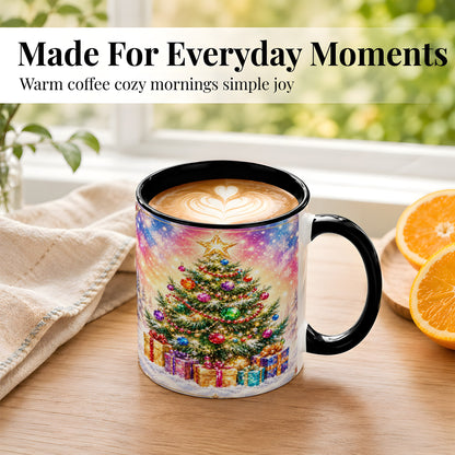 #pl[11oz|Black] Colorful Christmas Tree Coffee Mug, Festive Ornament Mug, Ceramic Cup