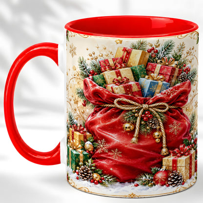 Christmas Present Sack Coffee Mug, Holiday Parcel Mug, Ceramic Cup