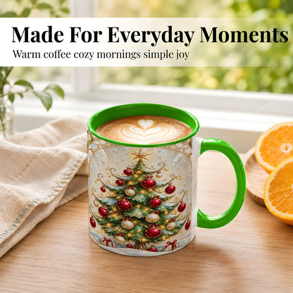 #pl[11oz|Green] Christmas Tree Coffee Mug, Red Ornament Mug, Ceramic Cup