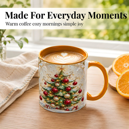 #pl[11oz|Orange] Christmas Tree Coffee Mug, Red Ornament Mug, Ceramic Cup
