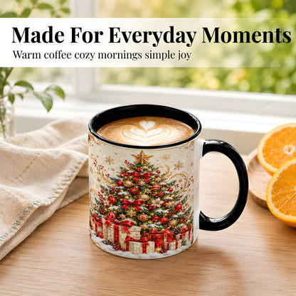#pl[11oz|Black] Christmas Tree Coffee Mug, Holiday Presents Mug, Ceramic Cup