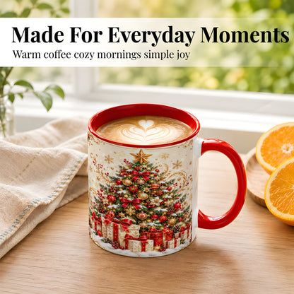 #pl[11oz|Red] Christmas Tree Coffee Mug, Holiday Presents Mug, Ceramic Cup