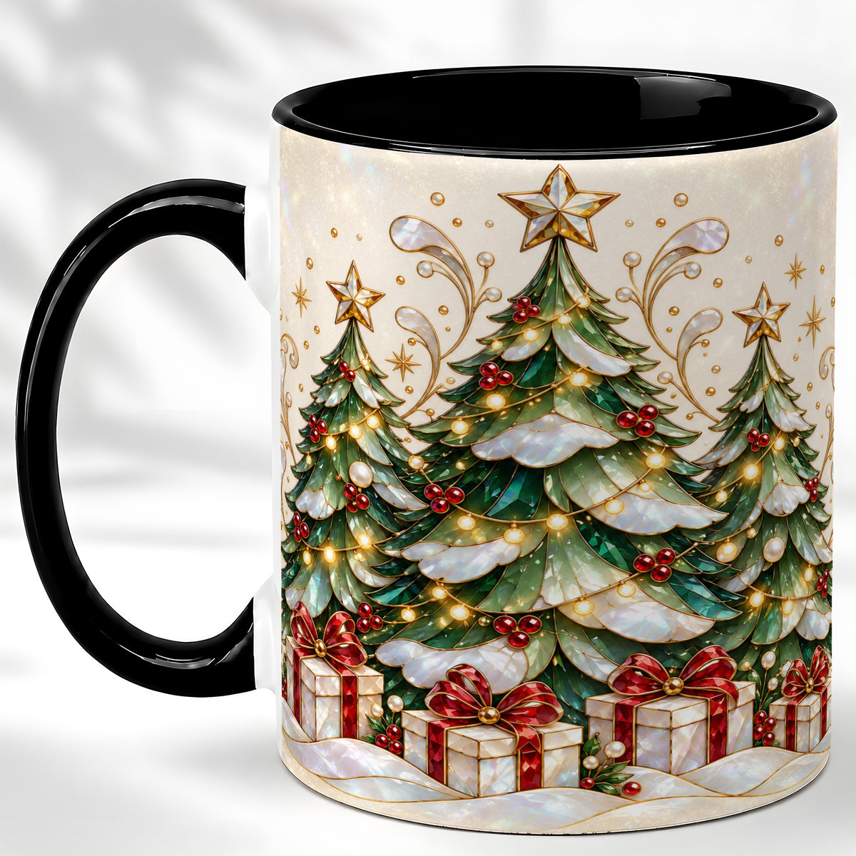 #pl[11oz|Black] Christmas Tree Coffee Mug, Holiday Tree Mug, Ceramic Cup
