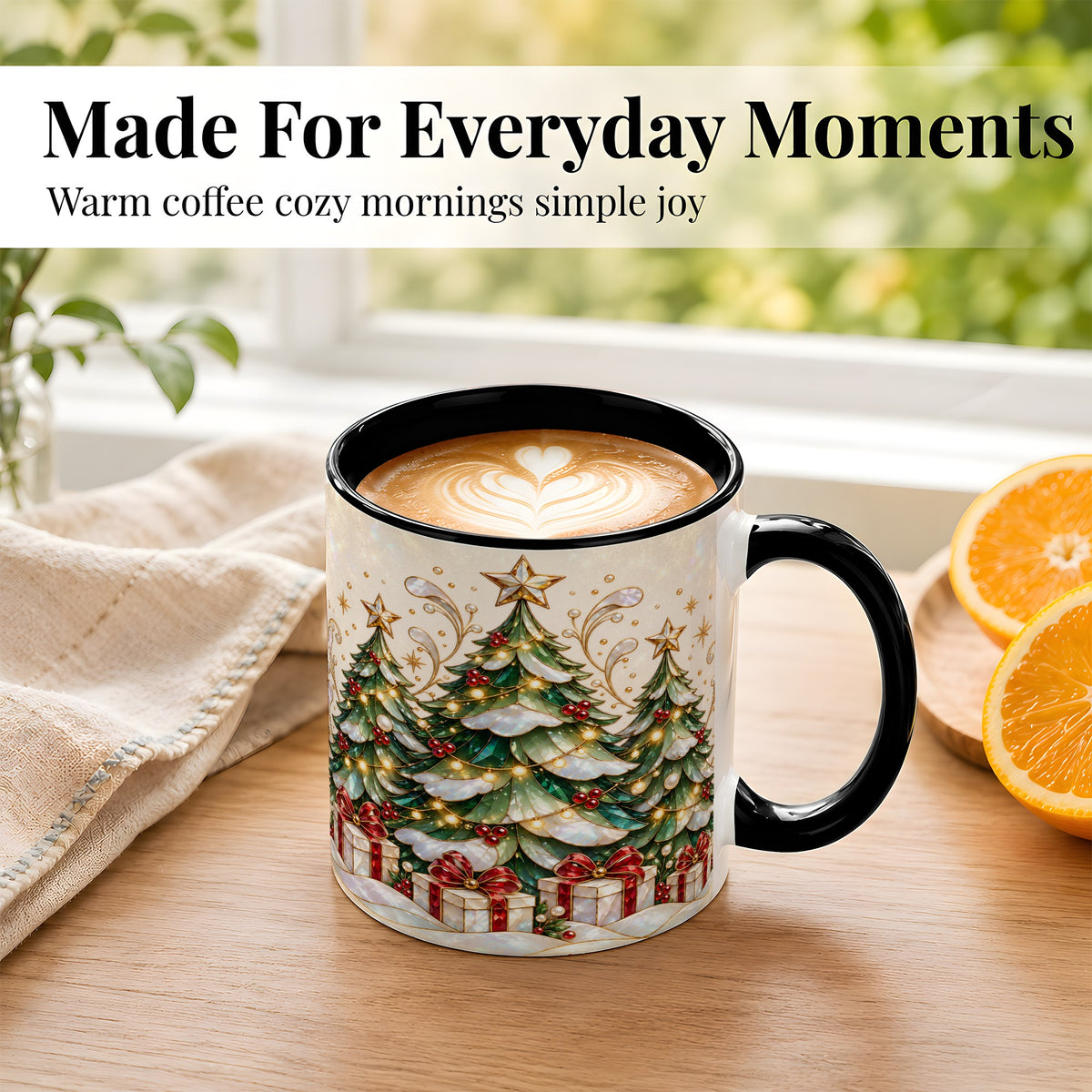 #pl[11oz|Black] Christmas Tree Coffee Mug, Holiday Tree Mug, Ceramic Cup