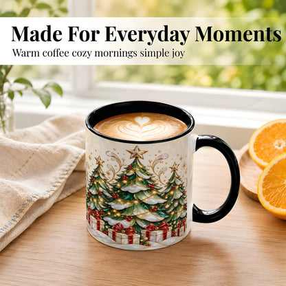 #pl[11oz|Black] Christmas Tree Coffee Mug, Holiday Tree Mug, Ceramic Cup