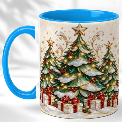 #pl[11oz|Blue] Christmas Tree Coffee Mug, Holiday Tree Mug, Ceramic Cup