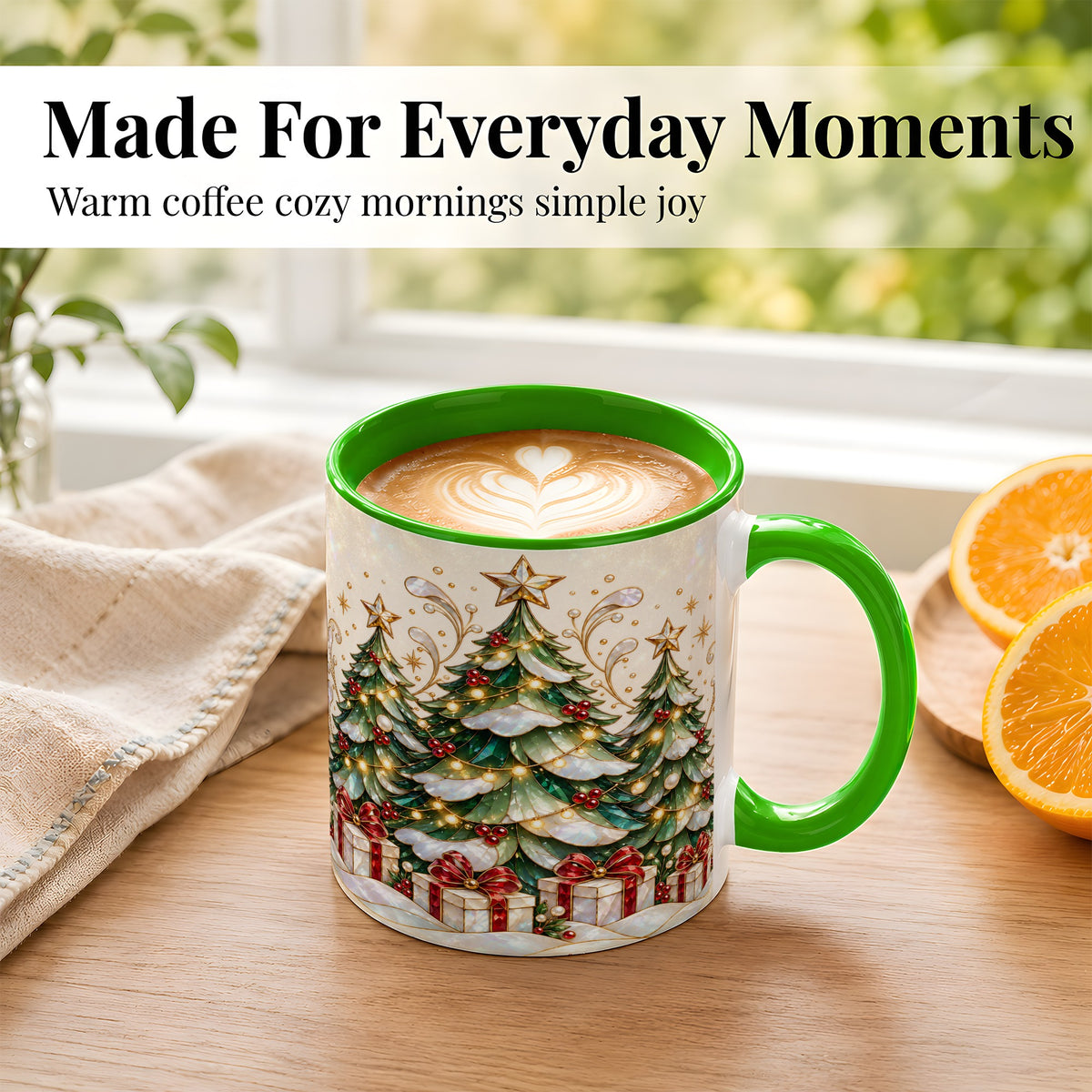 #pl[11oz|Green] Christmas Tree Coffee Mug, Holiday Tree Mug, Ceramic Cup