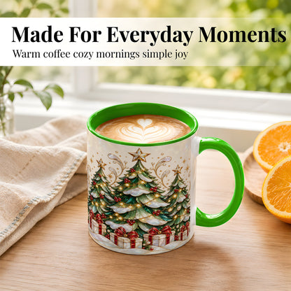 #pl[11oz|Green] Christmas Tree Coffee Mug, Holiday Tree Mug, Ceramic Cup