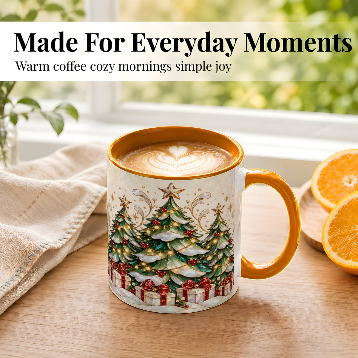 #pl[11oz|Orange] Christmas Tree Coffee Mug, Holiday Tree Mug, Ceramic Cup