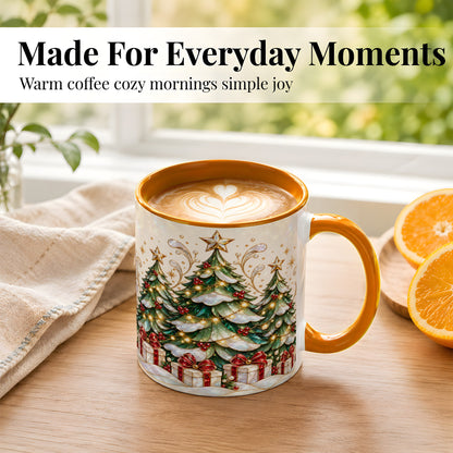 #pl[11oz|Orange] Christmas Tree Coffee Mug, Holiday Tree Mug, Ceramic Cup