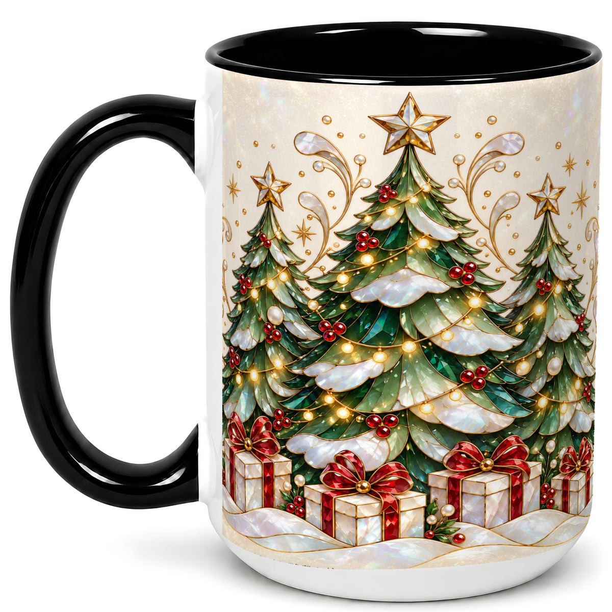#pl[15oz|Black] Christmas Tree Coffee Mug, Holiday Tree Mug, Ceramic Cup