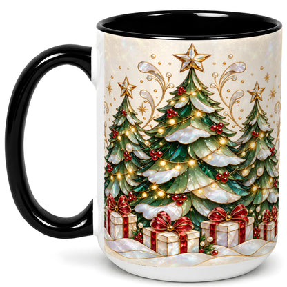 #pl[15oz|Black] Christmas Tree Coffee Mug, Holiday Tree Mug, Ceramic Cup