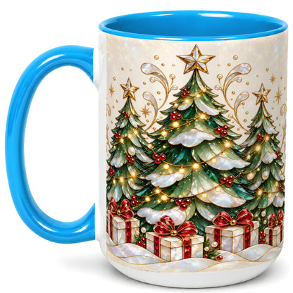 #pl[15oz|Blue] Christmas Tree Coffee Mug, Holiday Tree Mug, Ceramic Cup