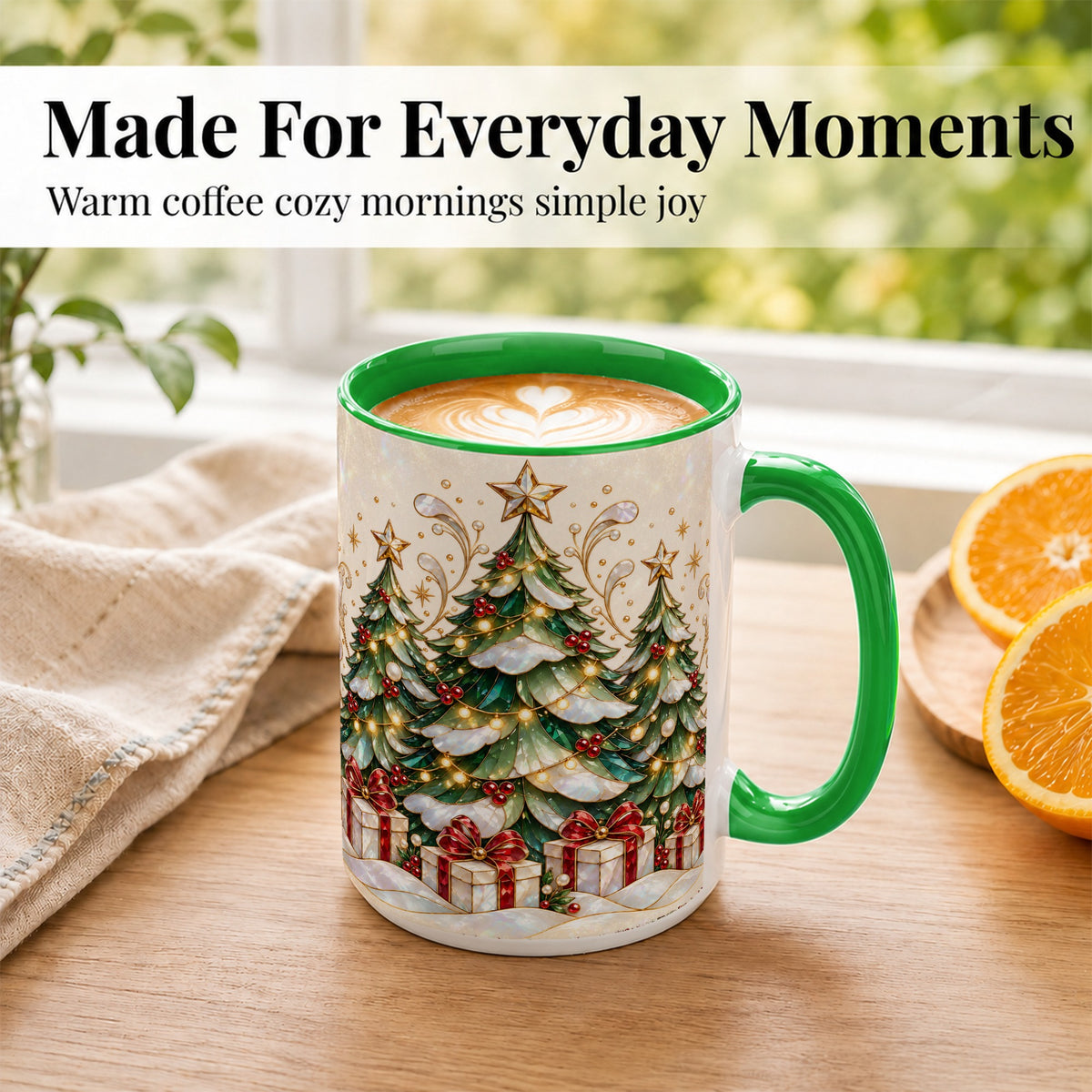 #pl[15oz|Green] Christmas Tree Coffee Mug, Holiday Tree Mug, Ceramic Cup