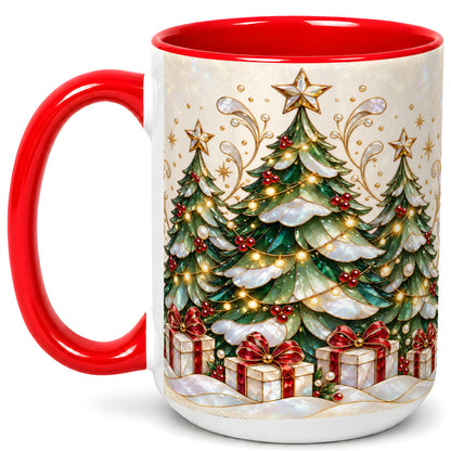 #pl[15oz|Red] Christmas Tree Coffee Mug, Holiday Tree Mug, Ceramic Cup