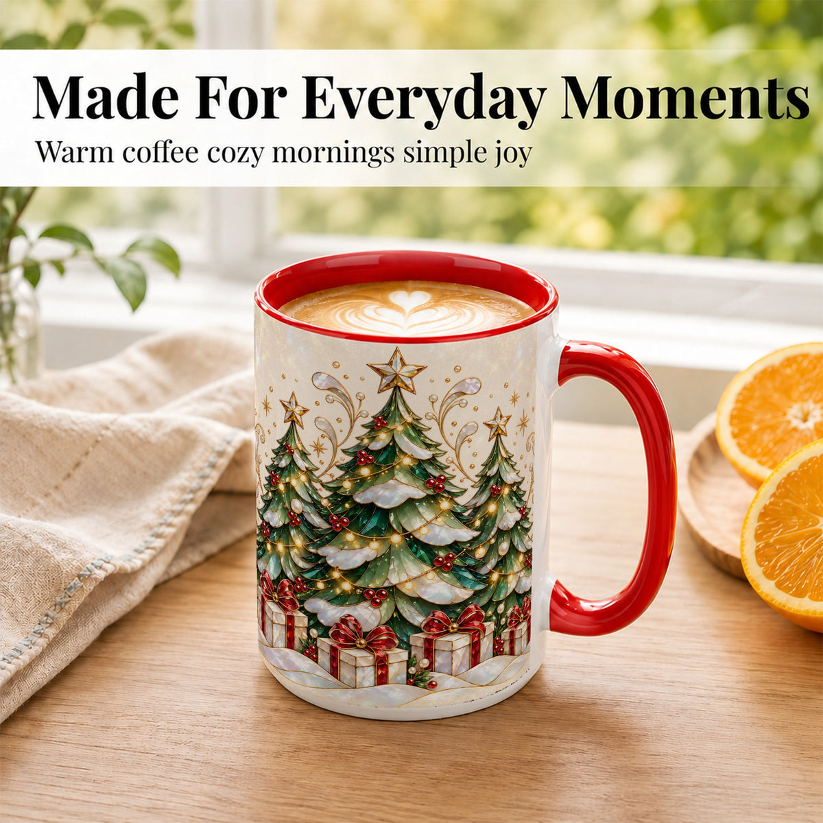 #pl[15oz|Red] Christmas Tree Coffee Mug, Holiday Tree Mug, Ceramic Cup