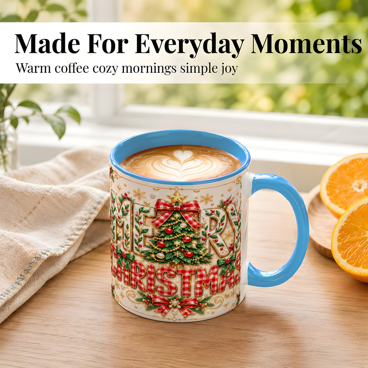 #pl[11oz|Blue] Christmas Tree Coffee Mug, Merry Christmas Mug, Ceramic Cup