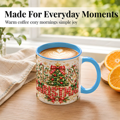 #pl[11oz|Blue] Christmas Tree Coffee Mug, Merry Christmas Mug, Ceramic Cup