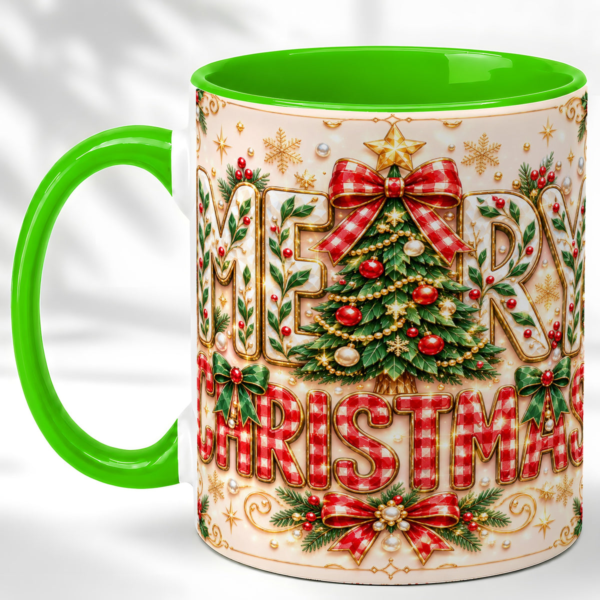 #pl[11oz|Green] Christmas Tree Coffee Mug, Merry Christmas Mug, Ceramic Cup