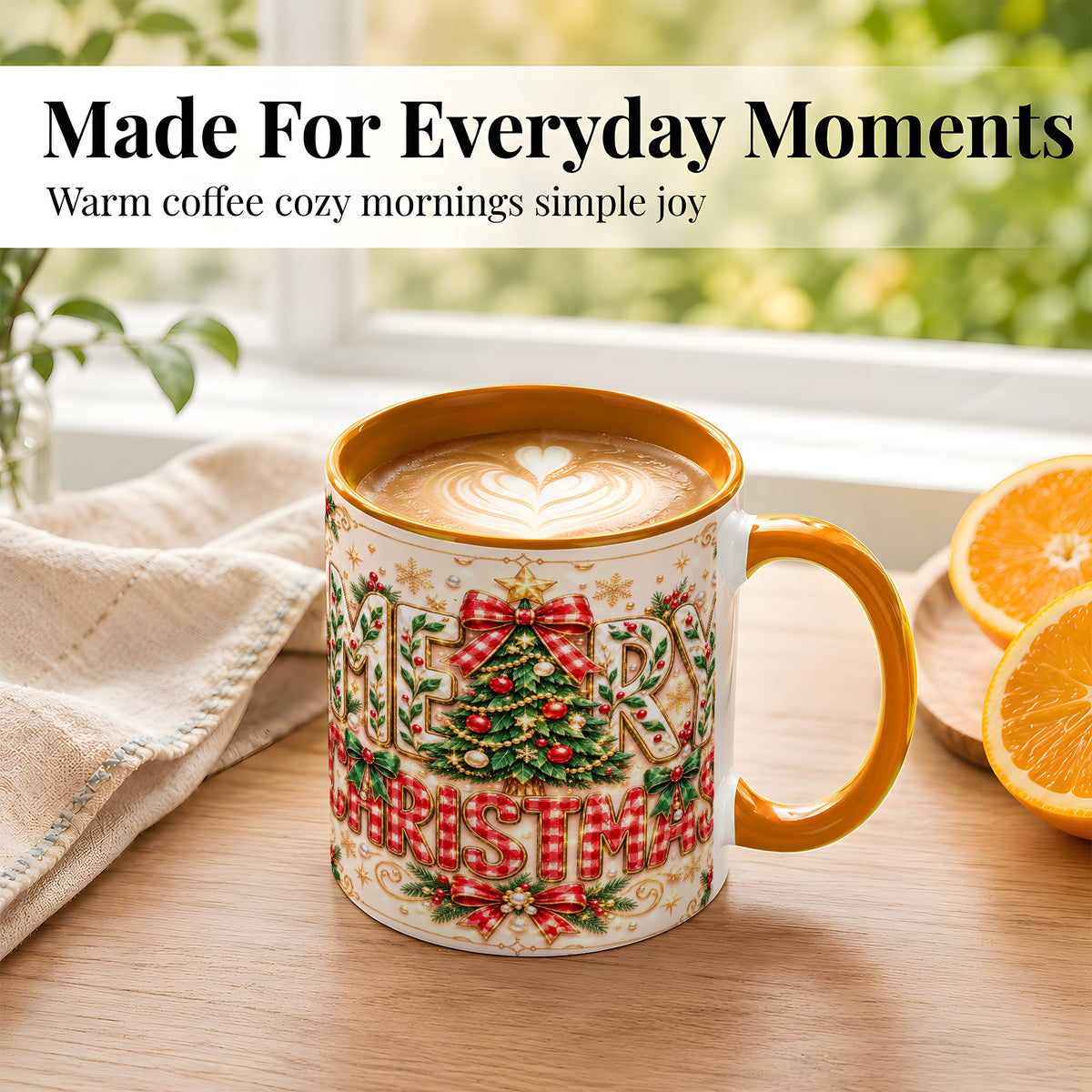 #pl[11oz|Orange] Christmas Tree Coffee Mug, Merry Christmas Mug, Ceramic Cup