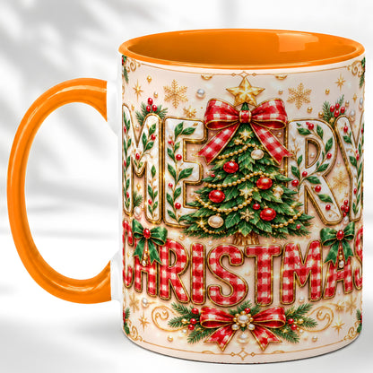 #pl[11oz|Orange] Christmas Tree Coffee Mug, Merry Christmas Mug, Ceramic Cup