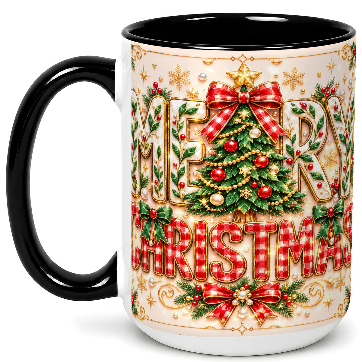 #pl[15oz|Black] Christmas Tree Coffee Mug, Merry Christmas Mug, Ceramic Cup