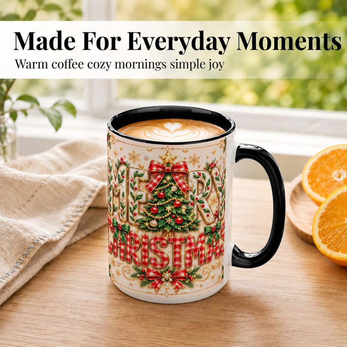 #pl[15oz|Black] Christmas Tree Coffee Mug, Merry Christmas Mug, Ceramic Cup