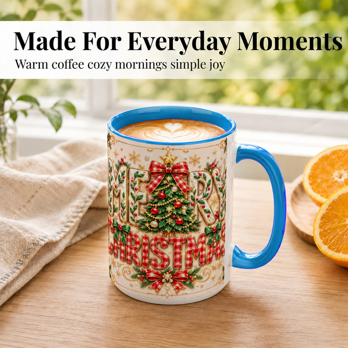 #pl[15oz|Blue] Christmas Tree Coffee Mug, Merry Christmas Mug, Ceramic Cup