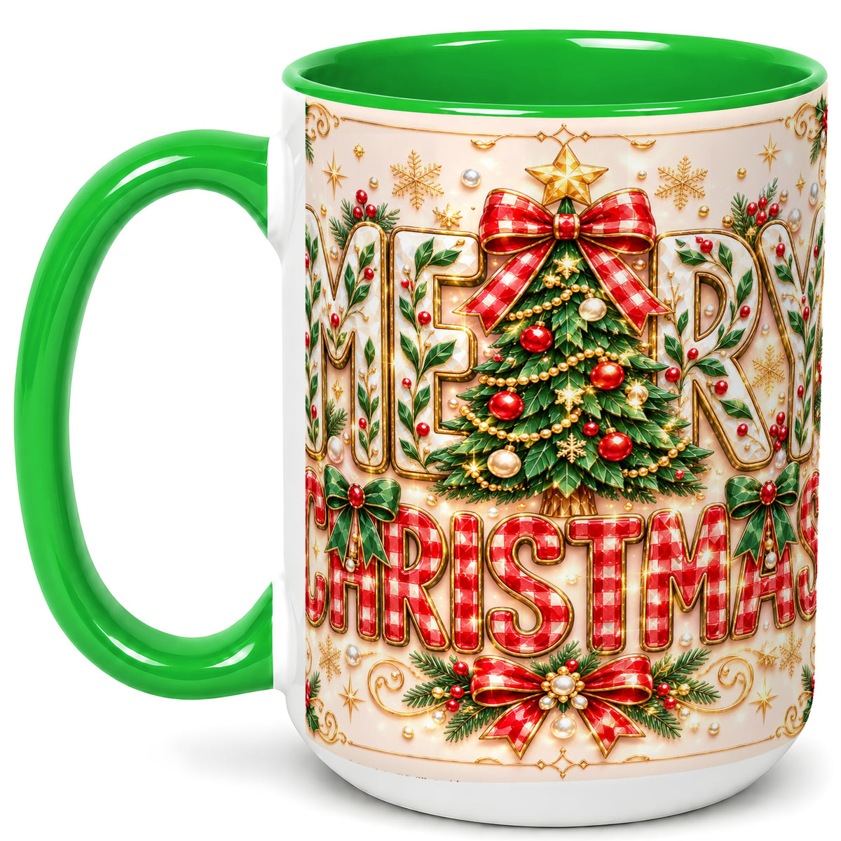 #pl[15oz|Green] Christmas Tree Coffee Mug, Merry Christmas Mug, Ceramic Cup