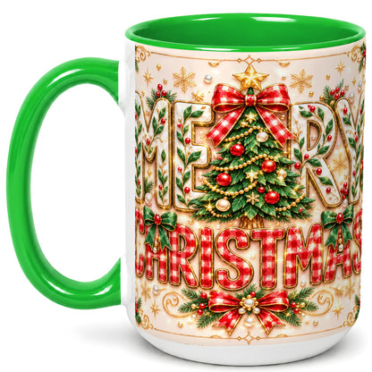 #pl[15oz|Green] Christmas Tree Coffee Mug, Merry Christmas Mug, Ceramic Cup