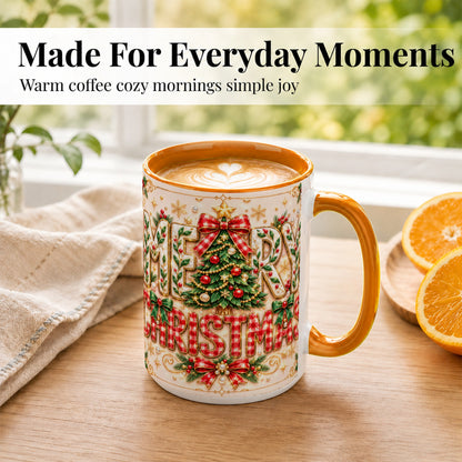 #pl[15oz|Orange] Christmas Tree Coffee Mug, Merry Christmas Mug, Ceramic Cup
