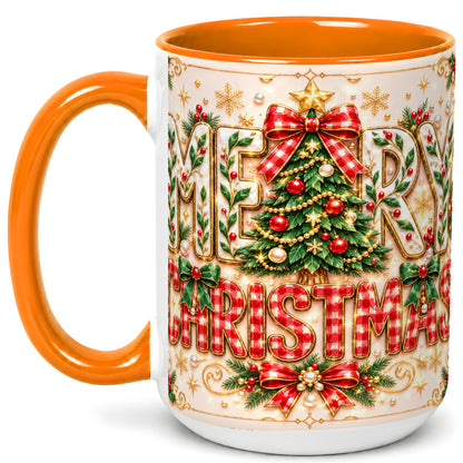 #pl[15oz|Orange] Christmas Tree Coffee Mug, Merry Christmas Mug, Ceramic Cup