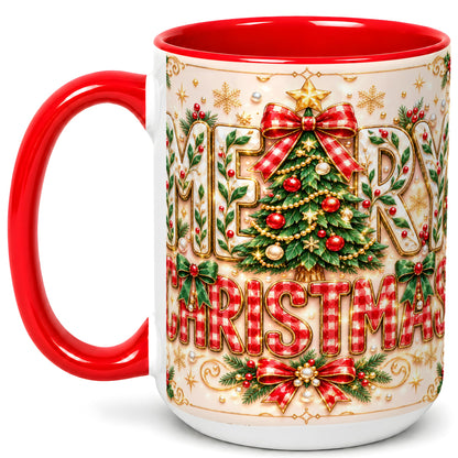 #pl[15oz|Red] Christmas Tree Coffee Mug, Merry Christmas Mug, Ceramic Cup